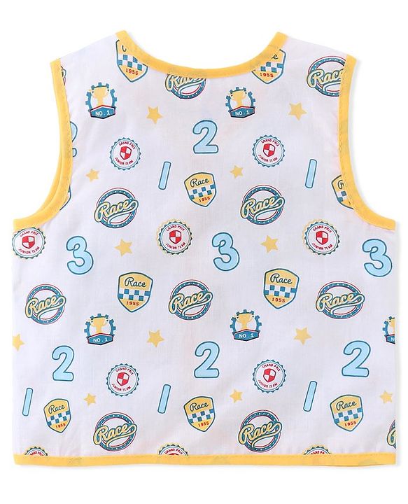 Babyhug 100% Cotton Poplin Woven Sleeveless Jhabla Checks & Badge Print Pack Of 3 - Multicolor