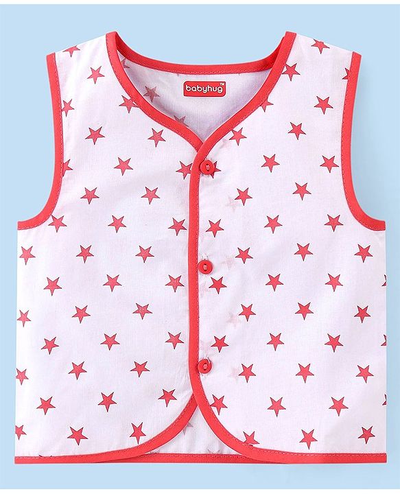 Babyhug 100% Cotton Sleeveless Front Open Jhabla Camp Theme Print Pack Of 3 - Yellow & White