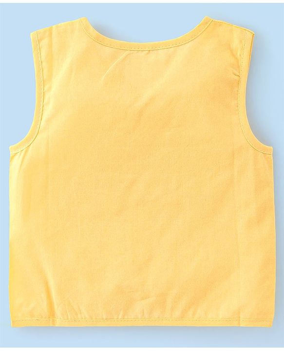 Babyhug 100% Cotton Sleeveless Front Open Jhabla Camp Theme Print Pack Of 3 - Yellow & White