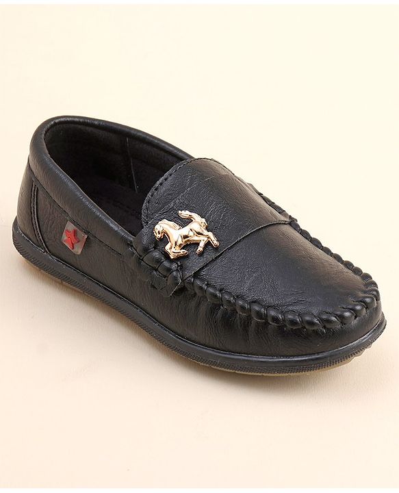 Cute Walk by Babyhug Slip On Loafer Shoes with Horse Applique- Black