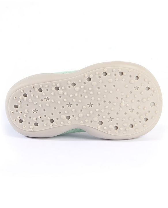 Cute Walk by Babyhug Solid Color Socks Shoe with Caterpillar Design - Green