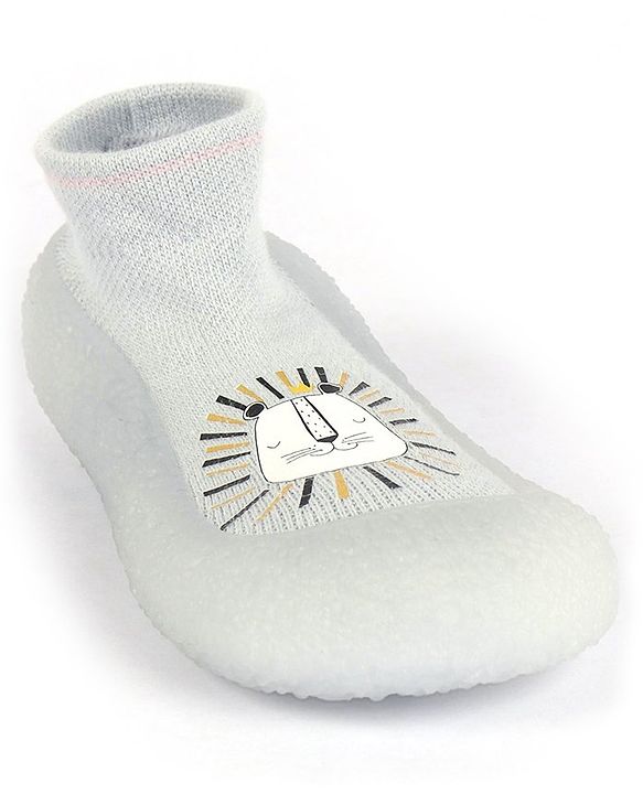 Cute Walk by Babyhug Slip On Sock Shoes Teddy Design- Blue