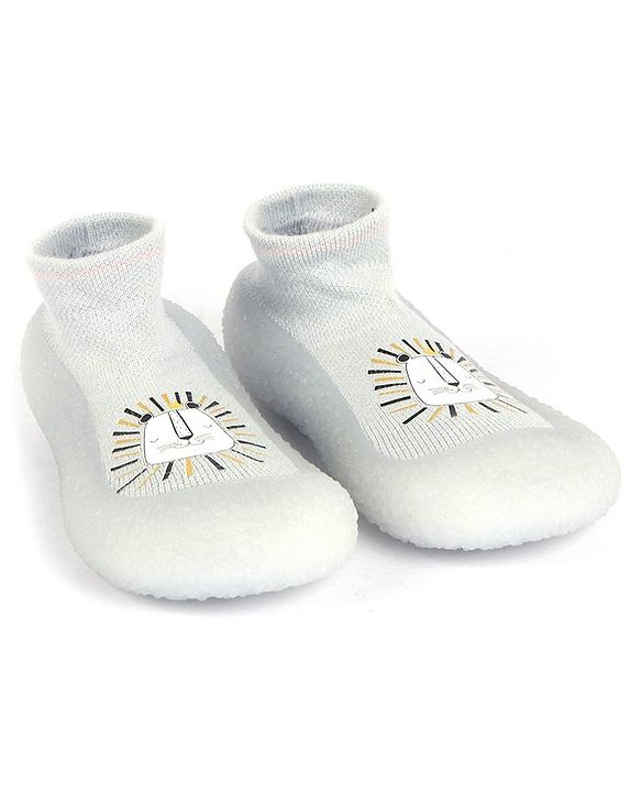 Cute Walk by Babyhug Slip On Sock Shoes Teddy Design- Blue