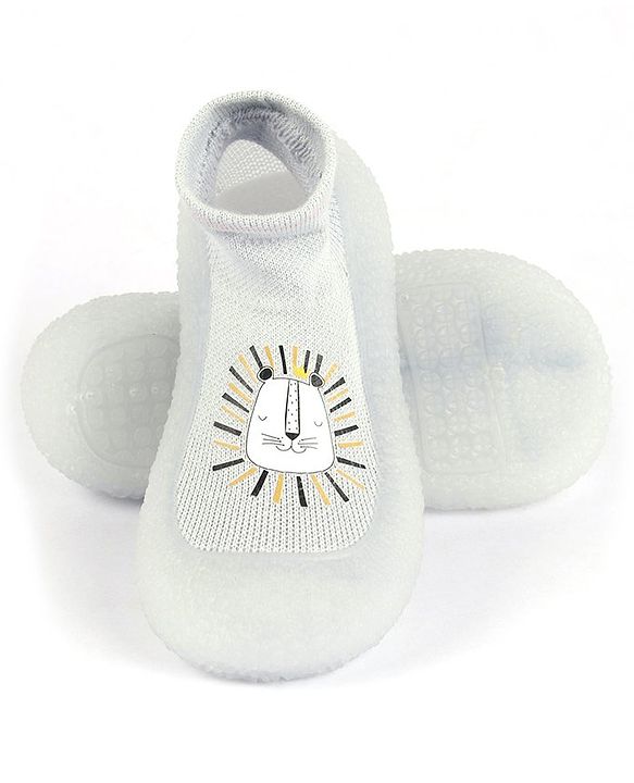 Cute Walk by Babyhug Slip On Sock Shoes Teddy Design- Blue