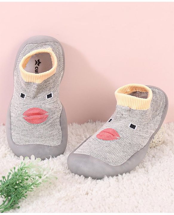 Cute Walk by Babyhug Socks Shoes Animal Design - Grey