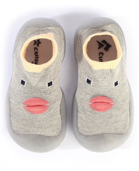 Cute Walk by Babyhug Socks Shoes Animal Design - Grey