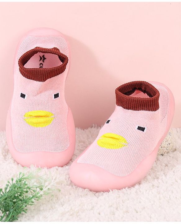 Cute Walk by Babyhug Sock Shoes Animal Design- Pink