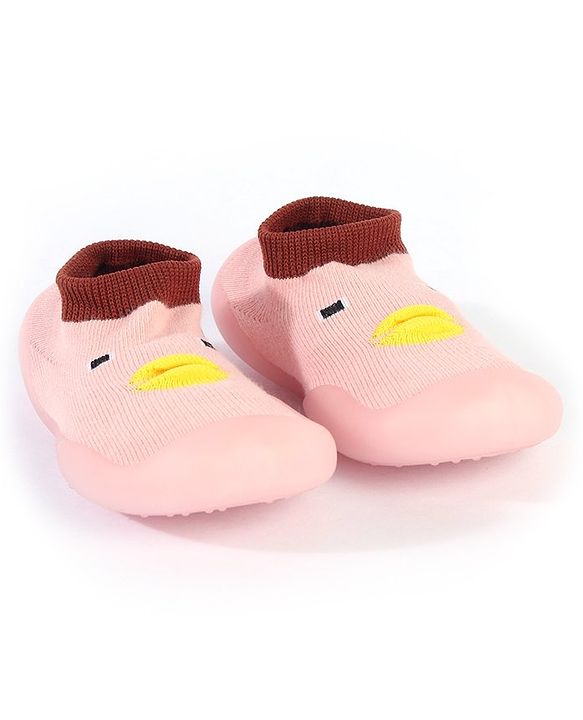 Cute Walk by Babyhug Sock Shoes Animal Design- Pink