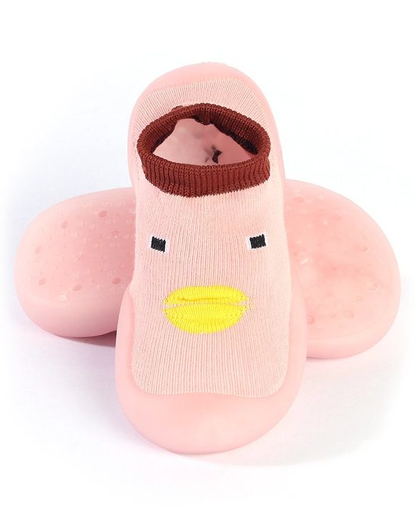 Cute Walk by Babyhug Sock Shoes Animal Design- Pink