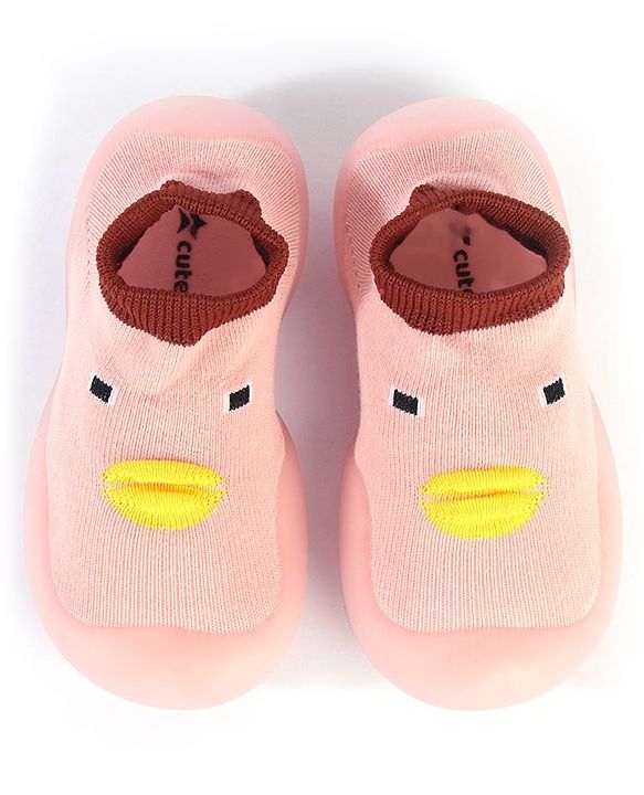 Cute Walk by Babyhug Sock Shoes Animal Design- Pink