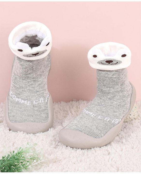 Cute Walk by Babyhug Sock Shoes - Grey