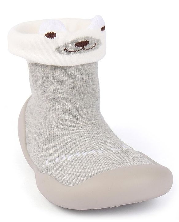 Cute Walk by Babyhug Sock Shoes - Grey