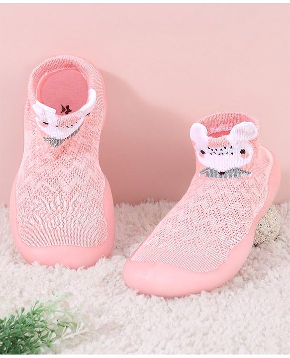 Cute Walk by Babyhug Mouse Design Socks Shoe - Pink