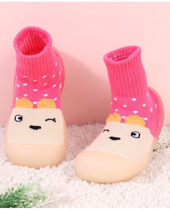Cute Walk by Babyhug Animal Design Socks Shoe - Fuchsia