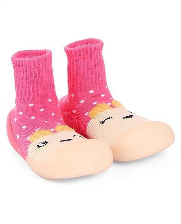 Cute Walk by Babyhug Animal Design Socks Shoe - Fuchsia