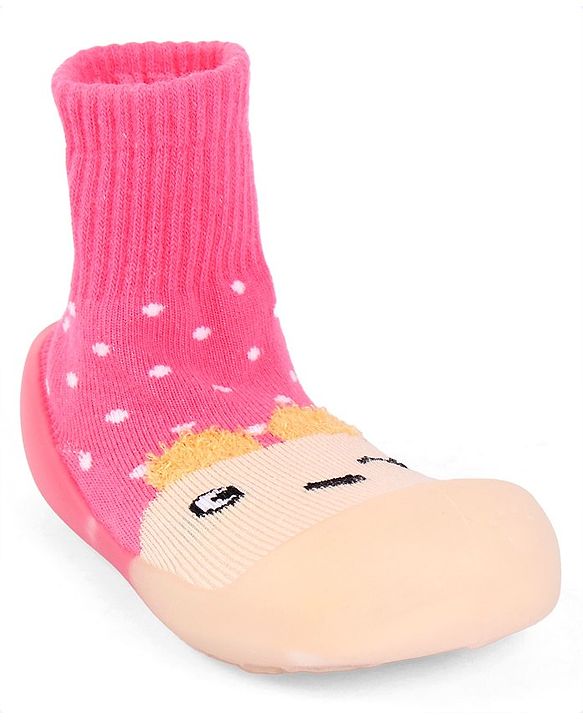 Cute Walk by Babyhug Animal Design Socks Shoe - Fuchsia