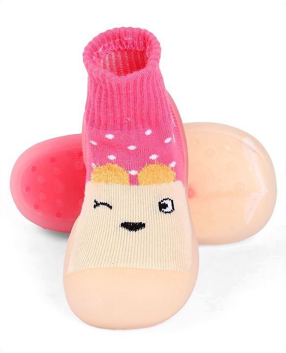 Cute Walk by Babyhug Animal Design Socks Shoe - Fuchsia