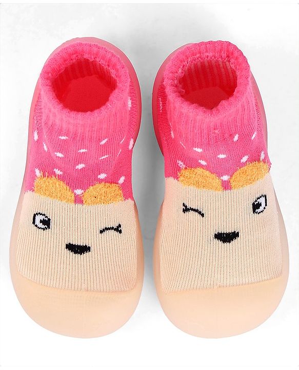 Cute Walk by Babyhug Animal Design Socks Shoe - Fuchsia