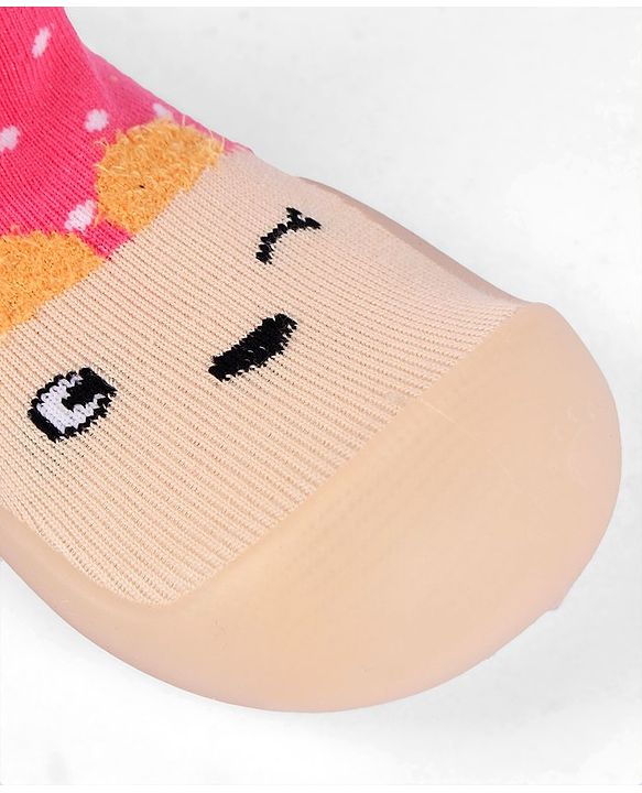 Cute Walk by Babyhug Animal Design Socks Shoe - Fuchsia