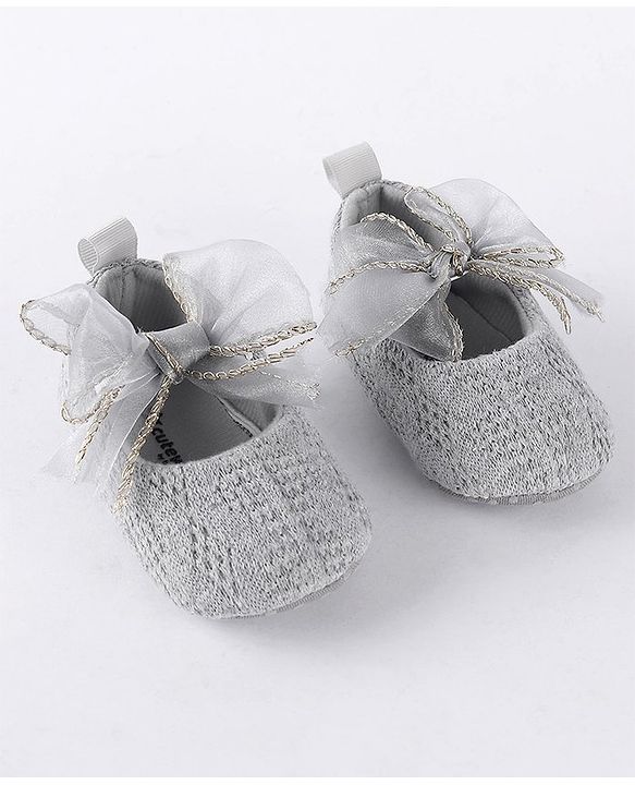 Cute Walk by Babyhug Slip On Booties with Bow-  Grey