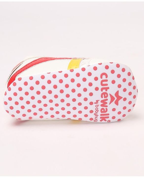 Cute Walk by Babyhug Slip On Booties with Stripes Design & Lace Closure - White