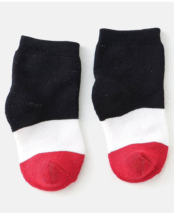 Cute Walk By Babyhug Anti Bacterial Cotton Rich Terry Socks Stripes Pack Of 3 - Red White & Blue