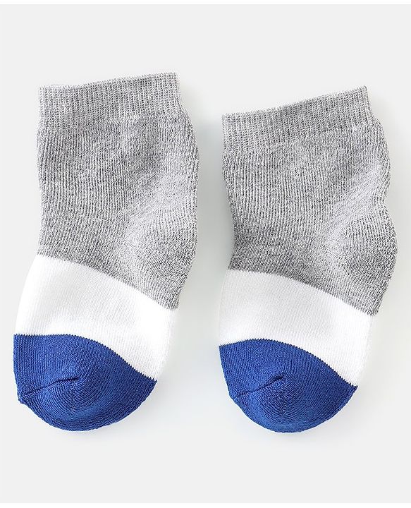 Cute Walk By Babyhug Anti Bacterial Cotton Rich Terry Socks Stripes Pack Of 3 - Red White & Blue