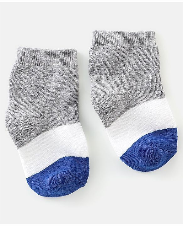 Cute Walk By Babyhug Anti Bacterial Cotton Rich Terry Socks Stripes Pack Of 3 - Red White & Blue
