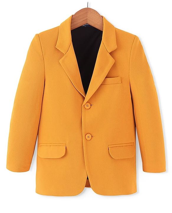 Pine Kids Knitted Full Sleeves Solid Colour Blazer - Mustard