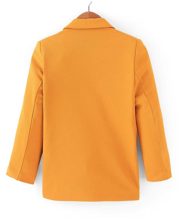 Pine Kids Knitted Full Sleeves Solid Colour Blazer - Mustard