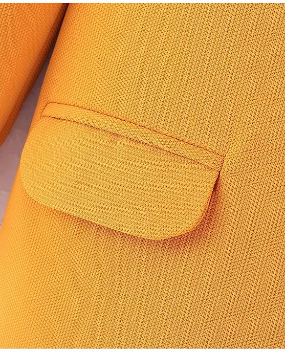 Pine Kids Knitted Full Sleeves Solid Colour Blazer - Mustard