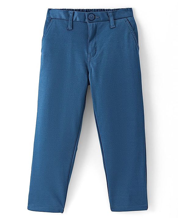 Pine Kids Full Sleeves Party Suit With Bow Solid Colour - Teal Blue