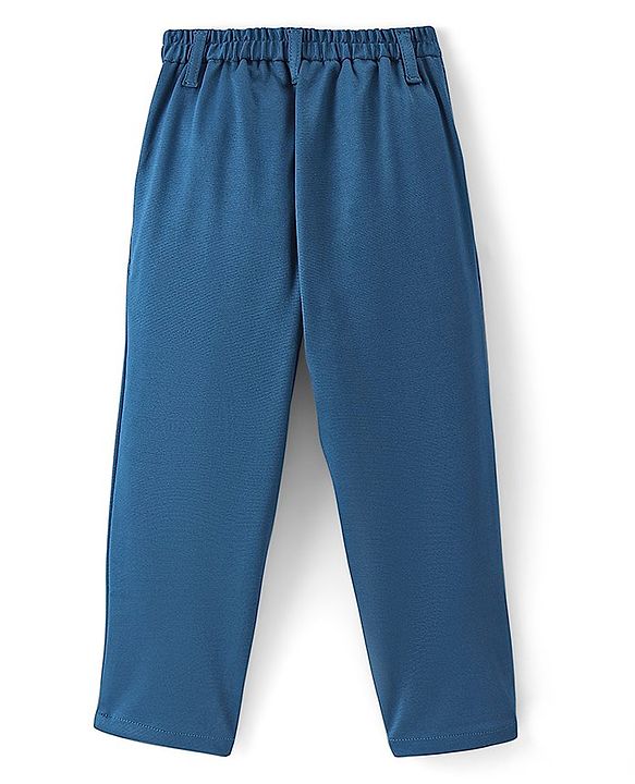 Pine Kids Full Sleeves Party Suit With Bow Solid Colour - Teal Blue