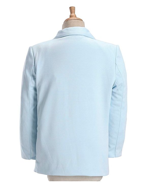 Pine Kids Full Sleeves Party Suit With Bow Solid Colour- Sky Blue