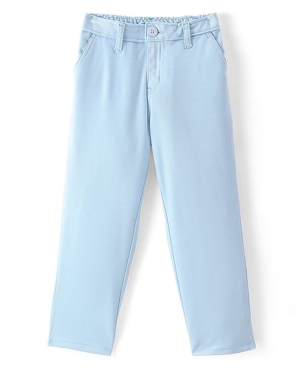 Pine Kids Full Sleeves Party Suit With Bow Solid Colour- Sky Blue