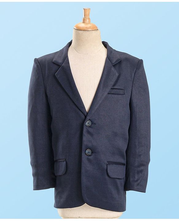 Pine Kids Full Sleeves 4 Pieces Party Suit With Bow Solid Colour - Navy Blue