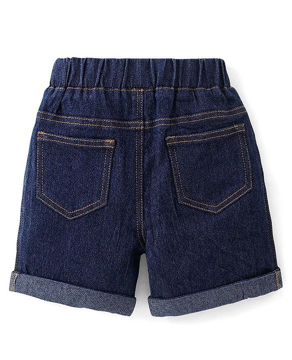Babyhug Single Jersey Knit Half Sleeves T-Shirt & Denim Shorts Set With Geometrical Shapes Print - Blue