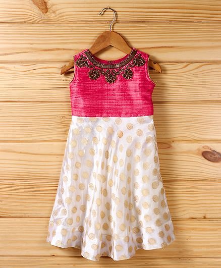 Babyhug Sleeveless Kurti & Churidar Set With Dupatta - Pink