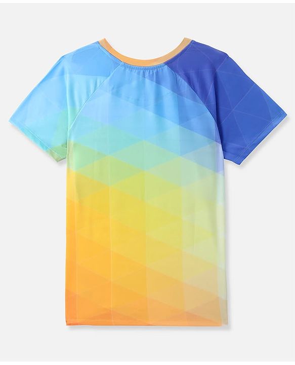 Pine Active Raglan Half Sleeves Sportswear T-Shirt With Abstract Print - Multicolor