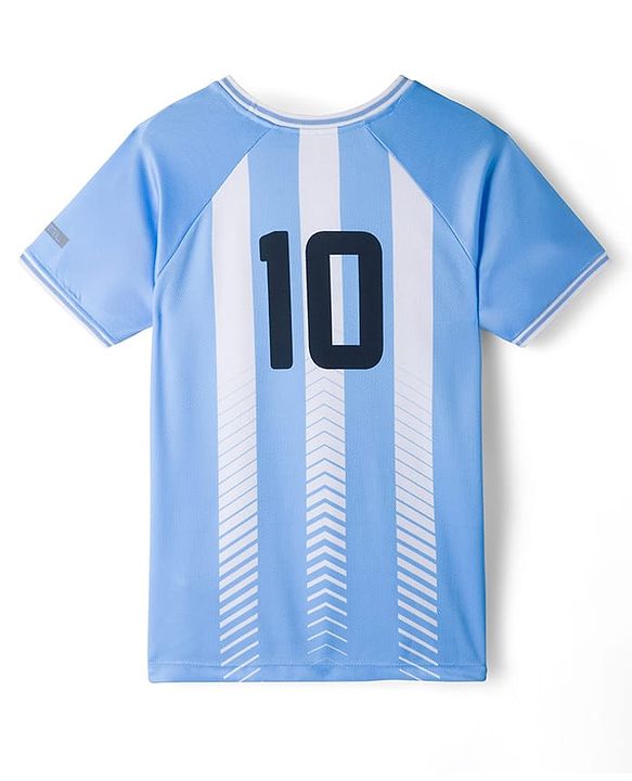 Pine Active Half Sleeves Tee with Shorts Argentina Football Set - White & Blue