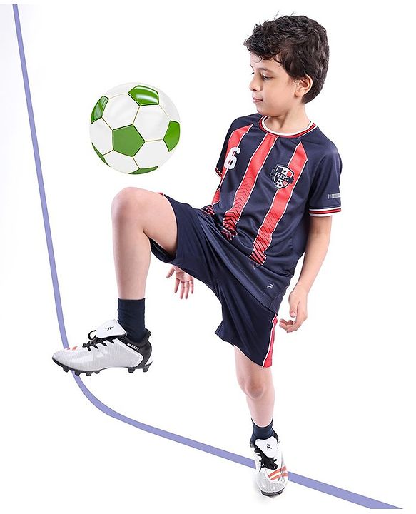 Pine Active Half Sleeves Tee with Shorts France Football Set - Red & Navy Blue