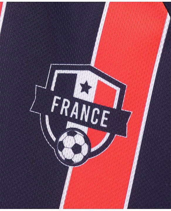 Pine Active Half Sleeves Tee with Shorts France Football Set - Red & Navy Blue