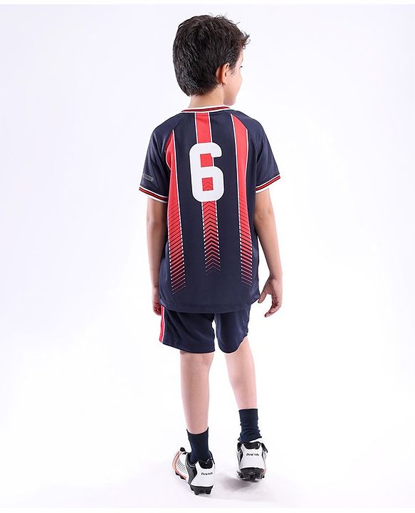Pine Active Half Sleeves Tee with Shorts France Football Set - Red & Navy Blue