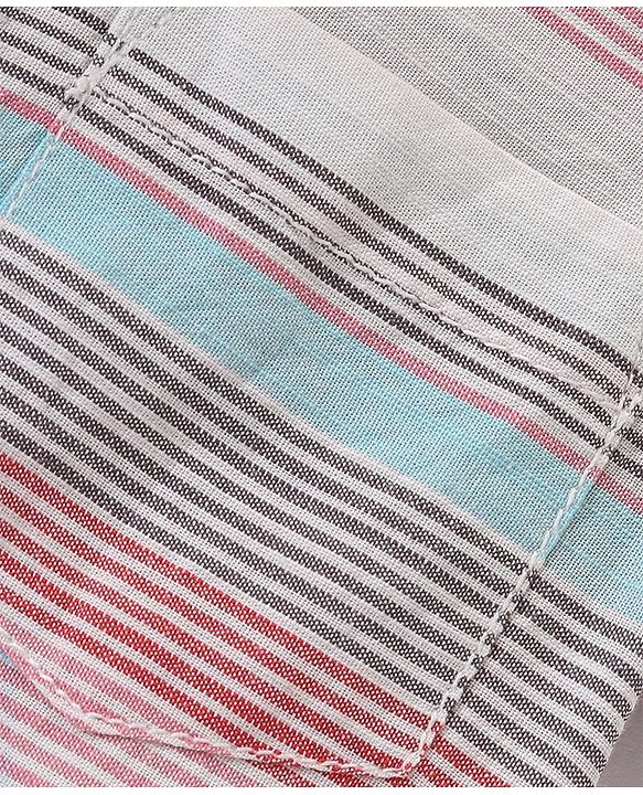Babyhug 100% Cotton Woven Half Sleeves Mandarin Collar Stripe Shirt- Multicolour