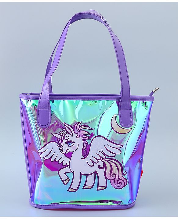 Babyhug Sling Bag with Unicorn Design - Dark Purple