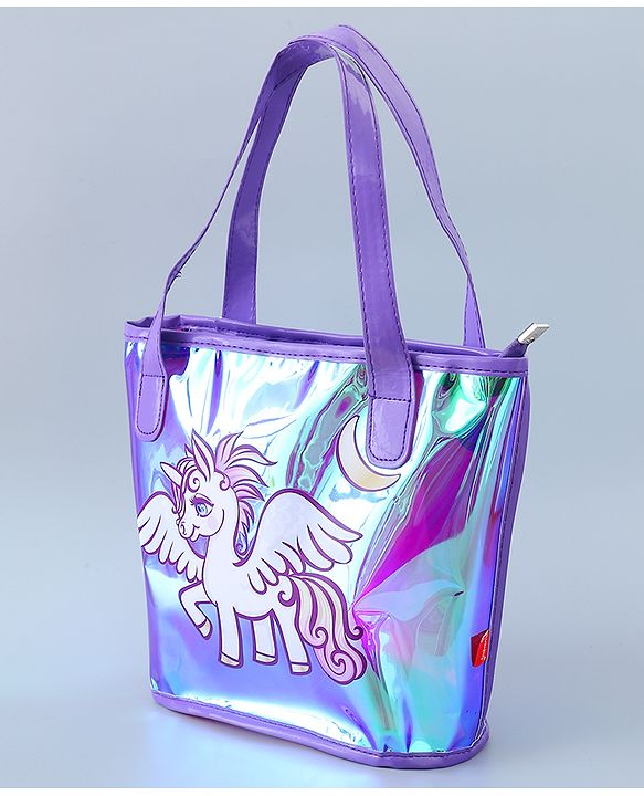 Babyhug Sling Bag with Unicorn Design - Dark Purple