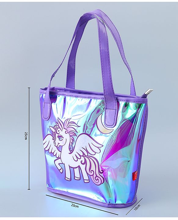 Babyhug Sling Bag with Unicorn Design - Dark Purple