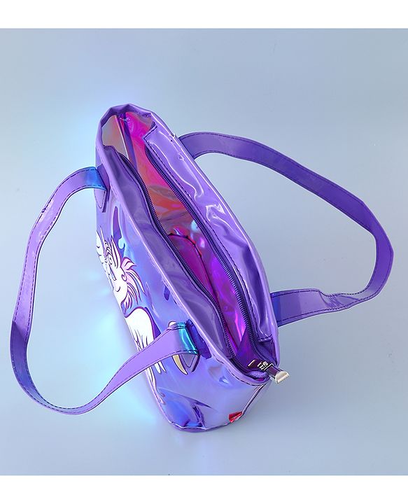 Babyhug Sling Bag with Unicorn Design - Dark Purple