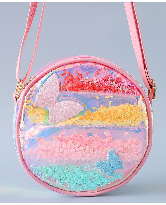 Babyhug Transparent Sling Bag Butterfly Applique - Pink