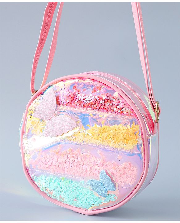 Babyhug Transparent Sling Bag Butterfly Applique - Pink